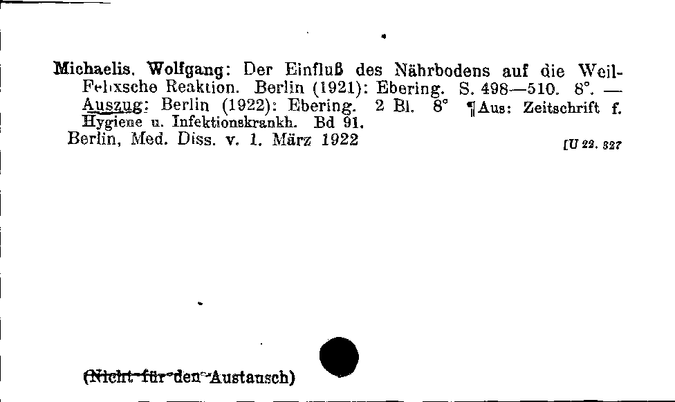 [Katalogkarte Dissertationenkatalog bis 1980]