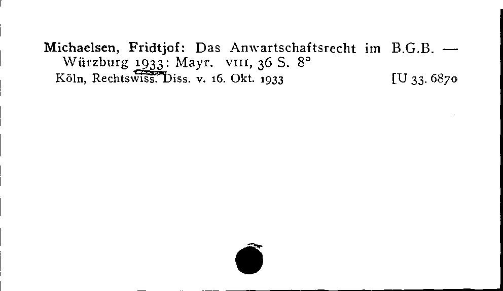 [Katalogkarte Dissertationenkatalog bis 1980]