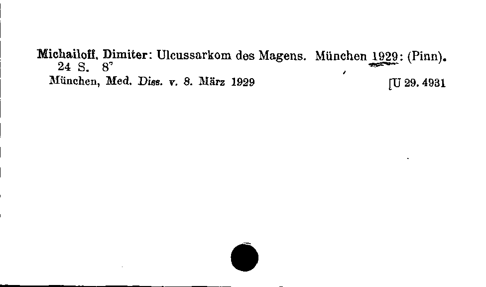 [Katalogkarte Dissertationenkatalog bis 1980]