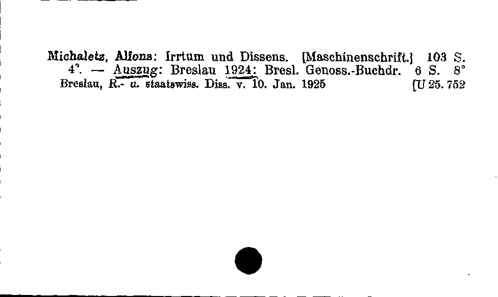 [Katalogkarte Dissertationenkatalog bis 1980]