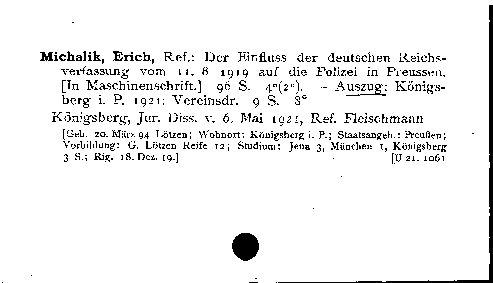 [Katalogkarte Dissertationenkatalog bis 1980]