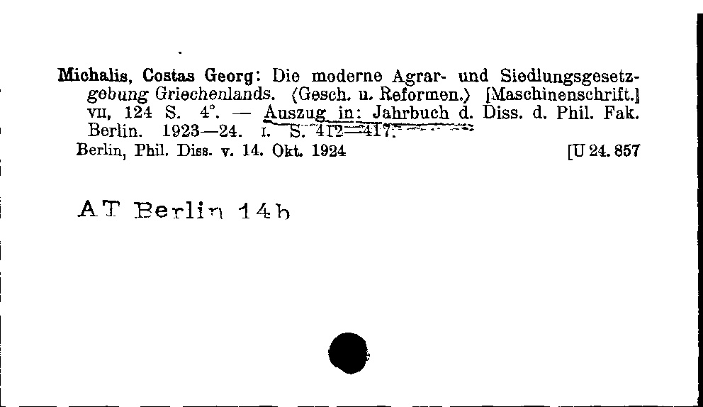 [Katalogkarte Dissertationenkatalog bis 1980]