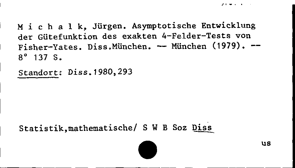 [Katalogkarte Dissertationenkatalog bis 1980]