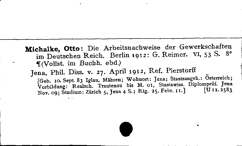 [Katalogkarte Dissertationenkatalog bis 1980]