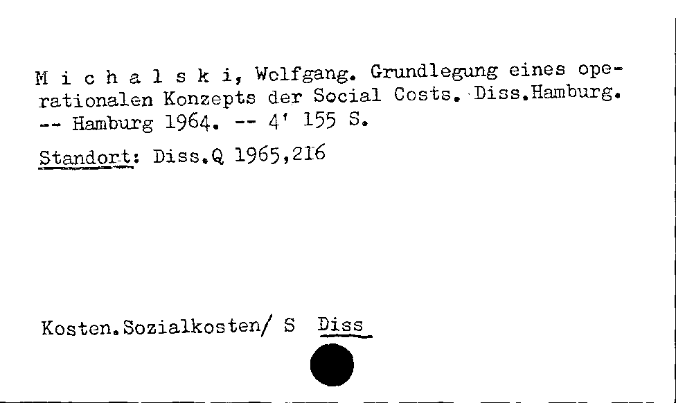 [Katalogkarte Dissertationenkatalog bis 1980]