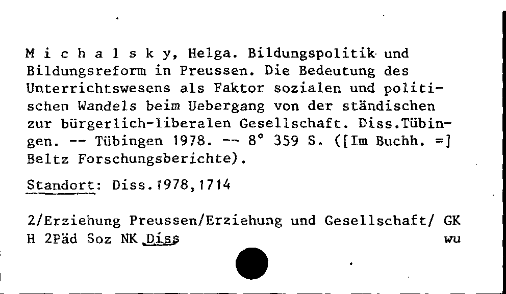 [Katalogkarte Dissertationenkatalog bis 1980]