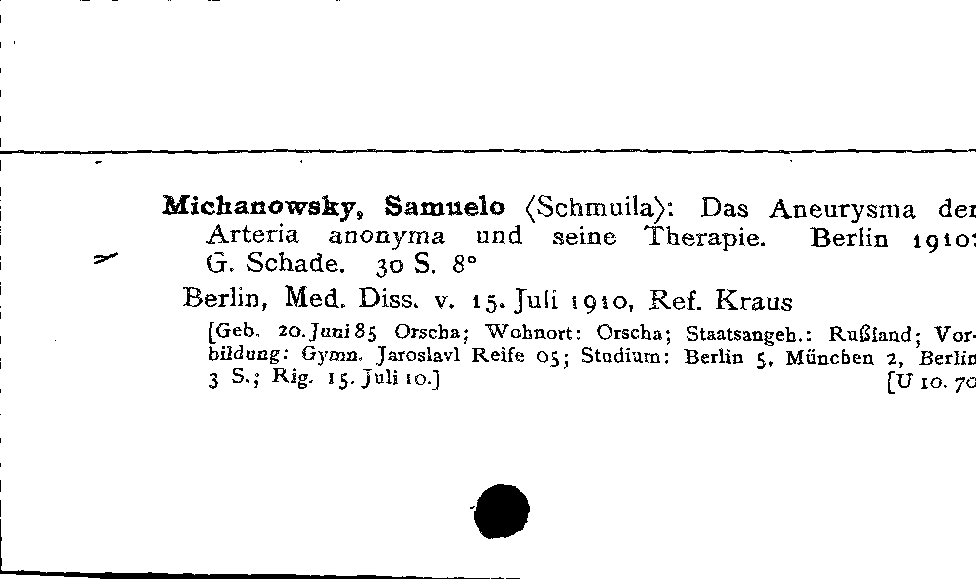 [Katalogkarte Dissertationenkatalog bis 1980]