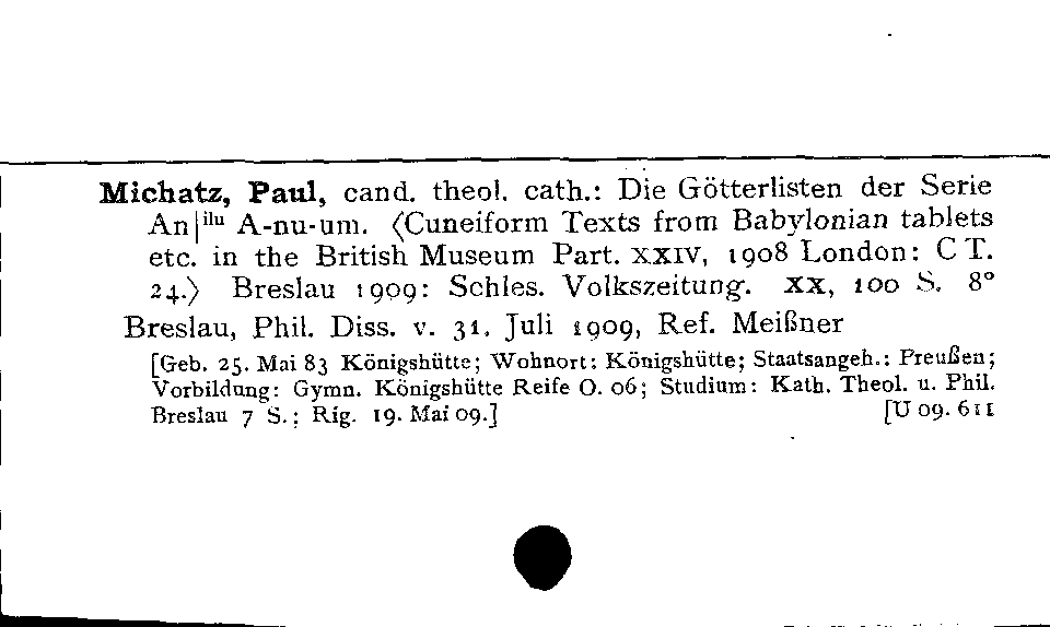 [Katalogkarte Dissertationenkatalog bis 1980]