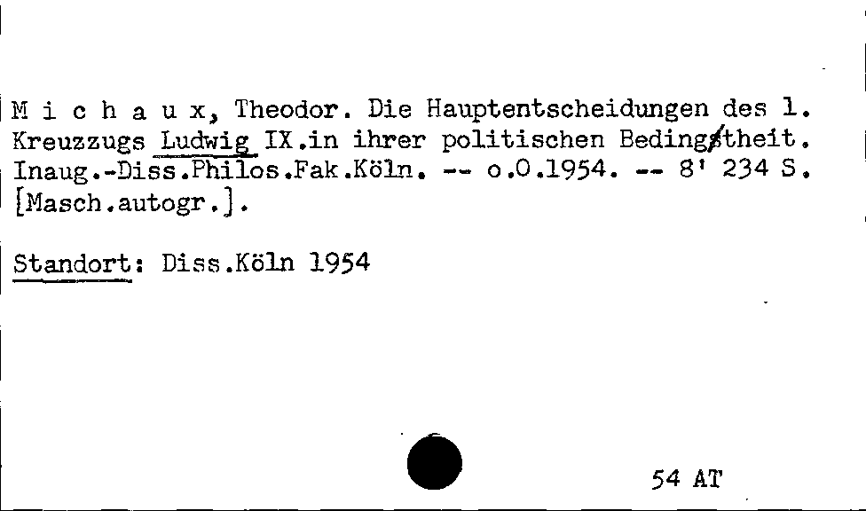 [Katalogkarte Dissertationenkatalog bis 1980]