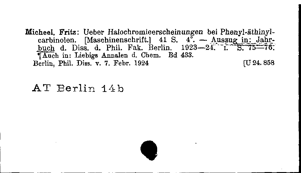 [Katalogkarte Dissertationenkatalog bis 1980]