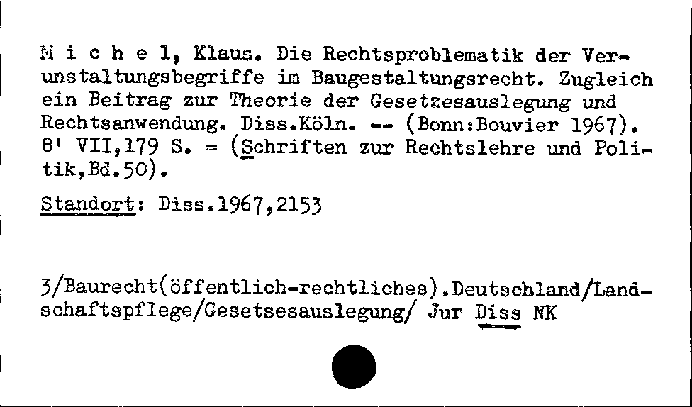 [Katalogkarte Dissertationenkatalog bis 1980]