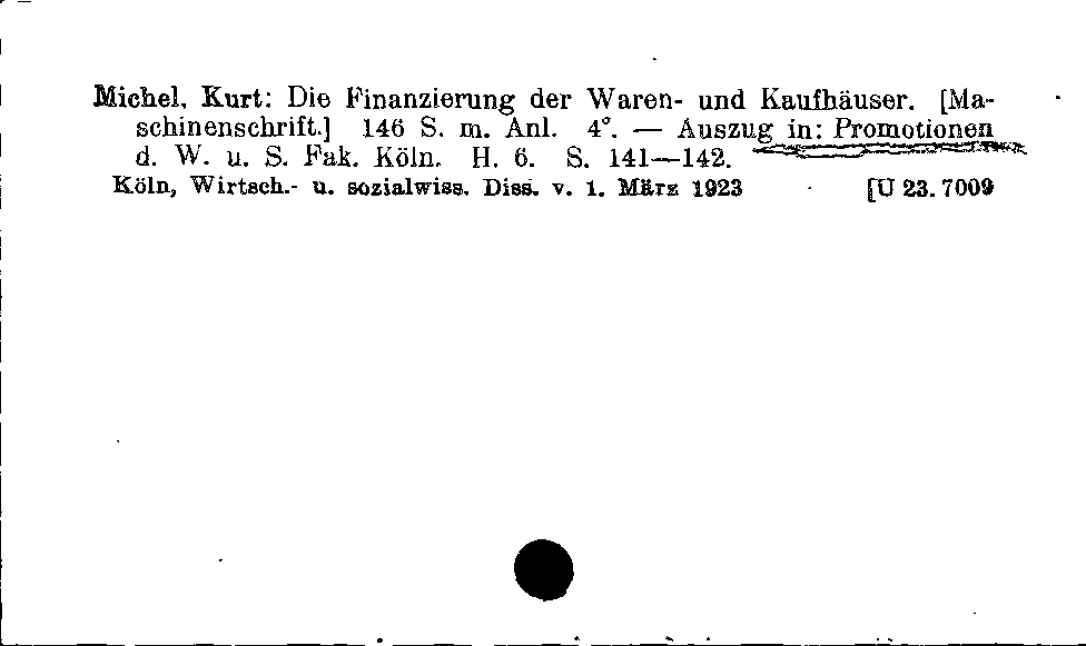 [Katalogkarte Dissertationenkatalog bis 1980]