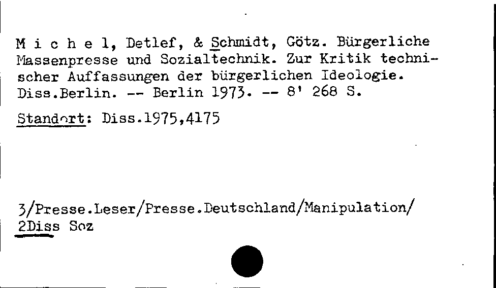 [Katalogkarte Dissertationenkatalog bis 1980]