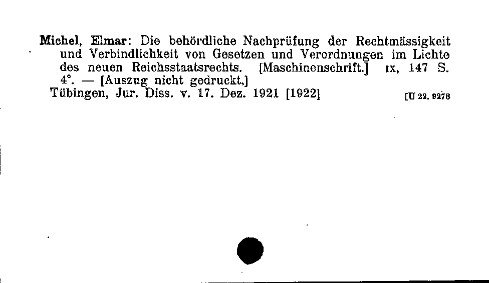 [Katalogkarte Dissertationenkatalog bis 1980]