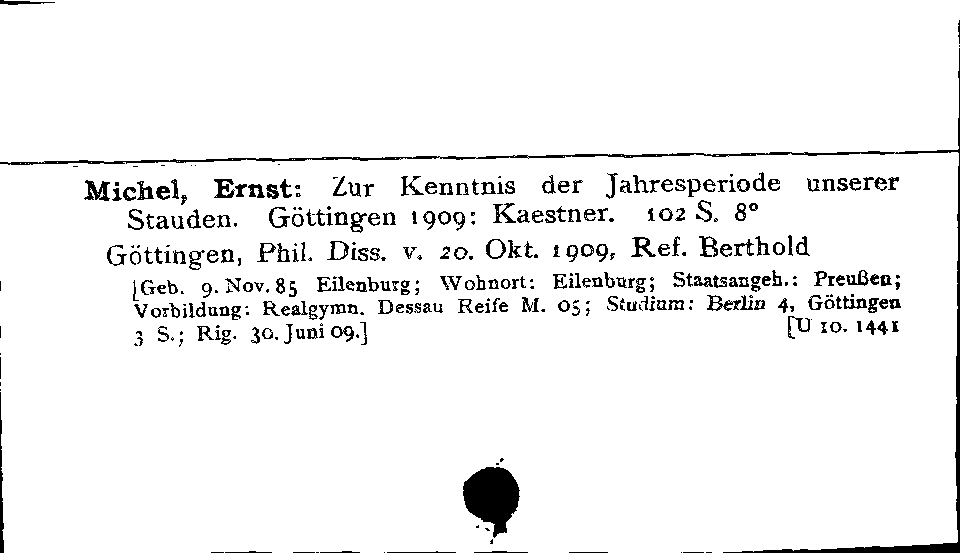 [Katalogkarte Dissertationenkatalog bis 1980]