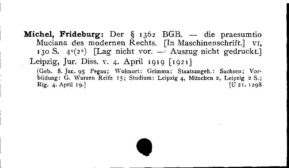 [Katalogkarte Dissertationenkatalog bis 1980]