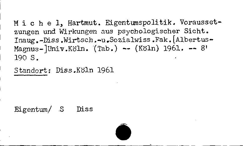 [Katalogkarte Dissertationenkatalog bis 1980]