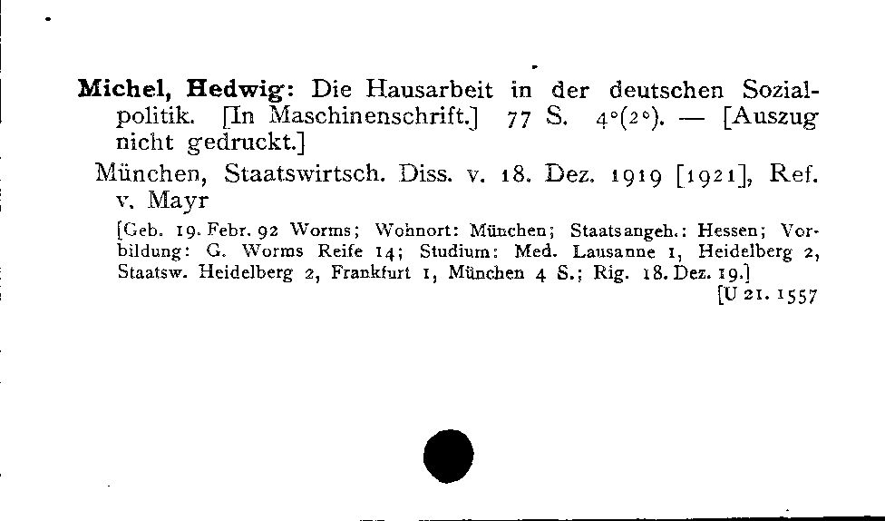 [Katalogkarte Dissertationenkatalog bis 1980]