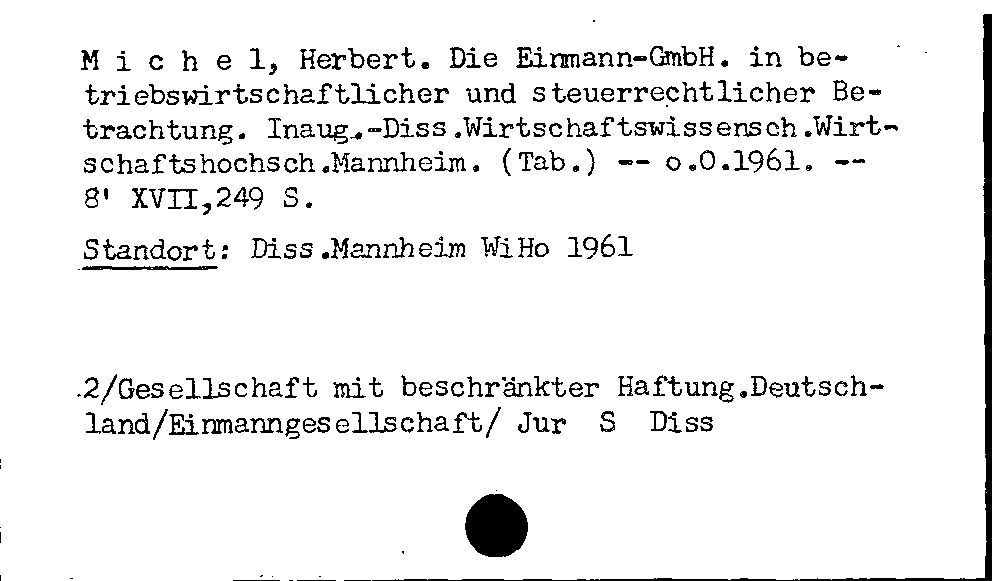 [Katalogkarte Dissertationenkatalog bis 1980]