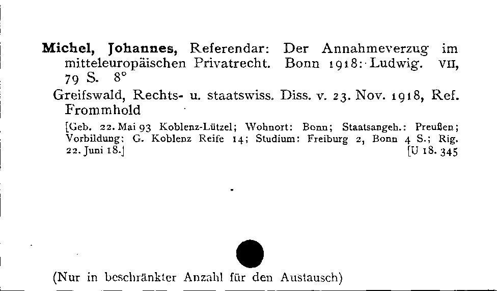 [Katalogkarte Dissertationenkatalog bis 1980]