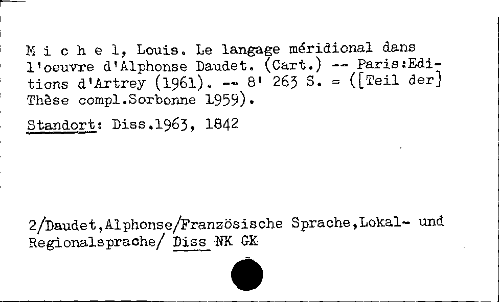 [Katalogkarte Dissertationenkatalog bis 1980]