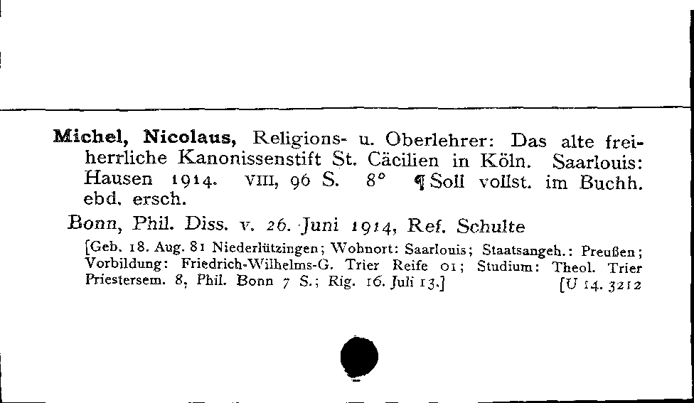 [Katalogkarte Dissertationenkatalog bis 1980]