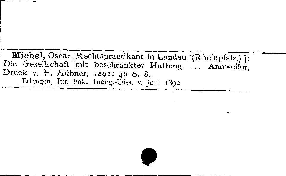 [Katalogkarte Dissertationenkatalog bis 1980]