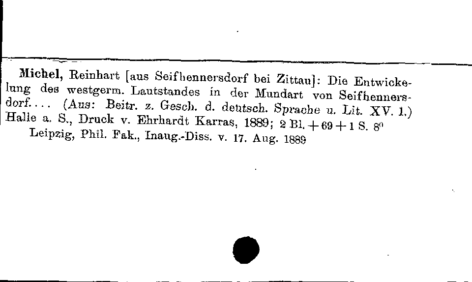 [Katalogkarte Dissertationenkatalog bis 1980]