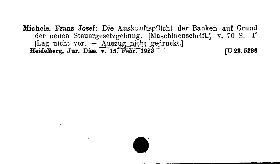 [Katalogkarte Dissertationenkatalog bis 1980]