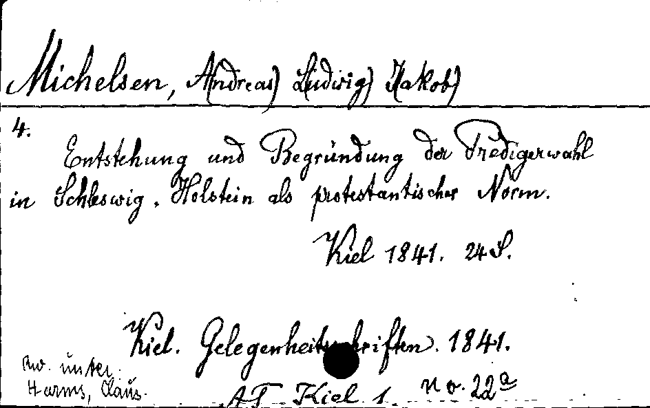 [Katalogkarte Dissertationenkatalog bis 1980]