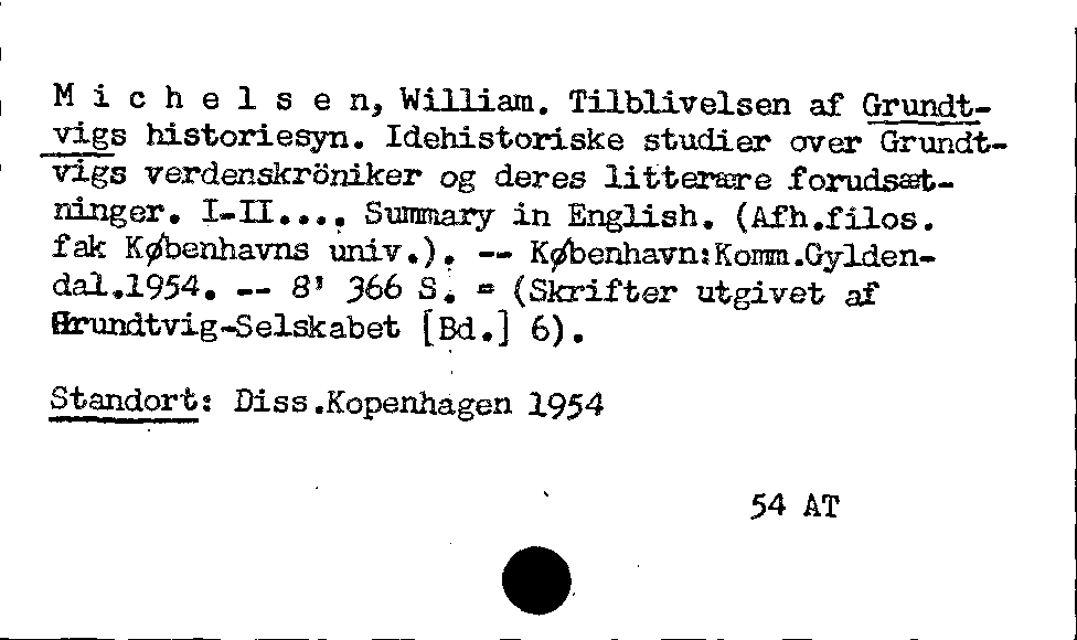 [Katalogkarte Dissertationenkatalog bis 1980]