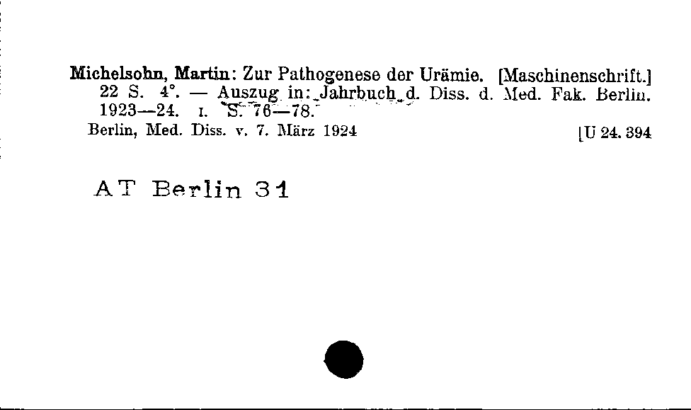 [Katalogkarte Dissertationenkatalog bis 1980]