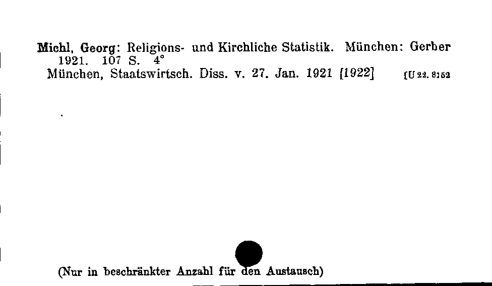 [Katalogkarte Dissertationenkatalog bis 1980]