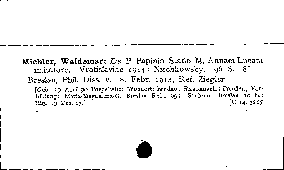 [Katalogkarte Dissertationenkatalog bis 1980]