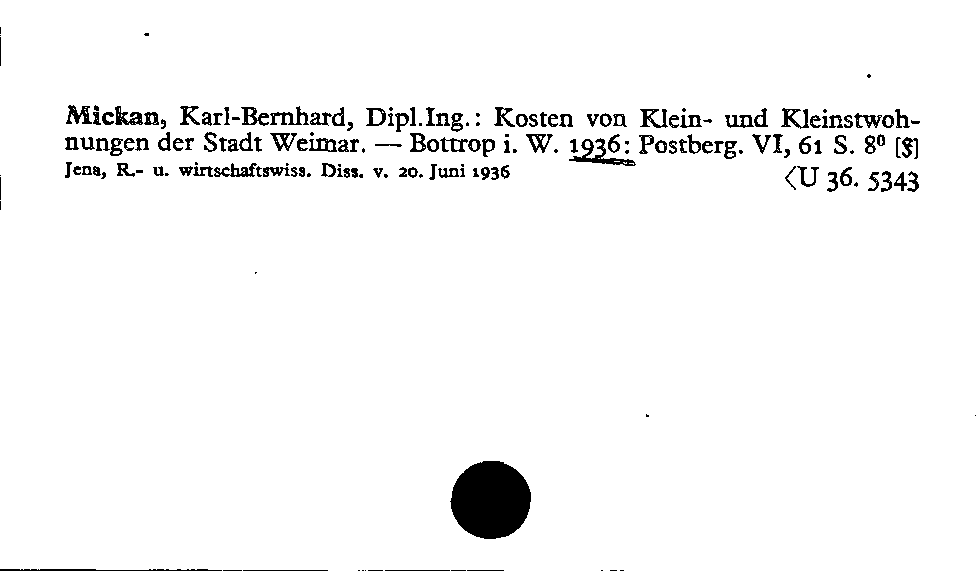 [Katalogkarte Dissertationenkatalog bis 1980]