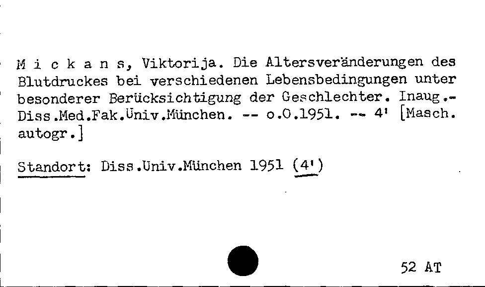 [Katalogkarte Dissertationenkatalog bis 1980]