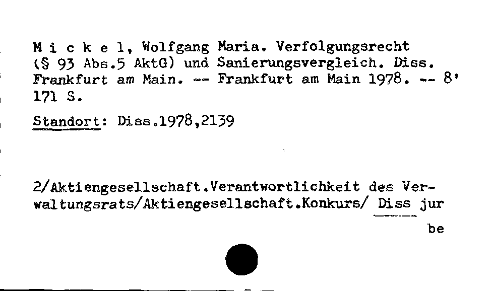 [Katalogkarte Dissertationenkatalog bis 1980]