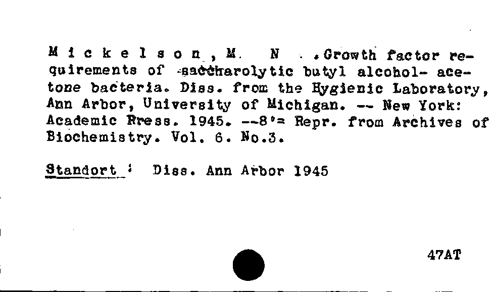 [Katalogkarte Dissertationenkatalog bis 1980]