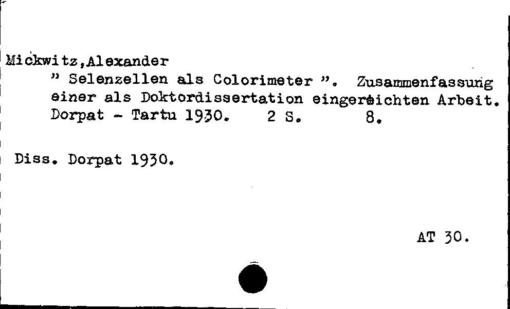 [Katalogkarte Dissertationenkatalog bis 1980]