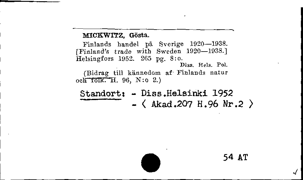 [Katalogkarte Dissertationenkatalog bis 1980]