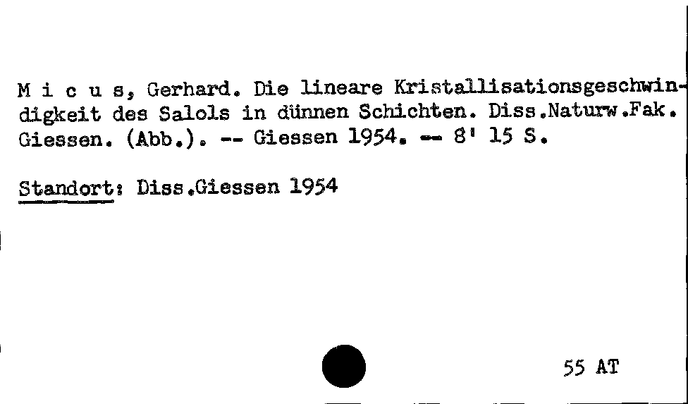 [Katalogkarte Dissertationenkatalog bis 1980]