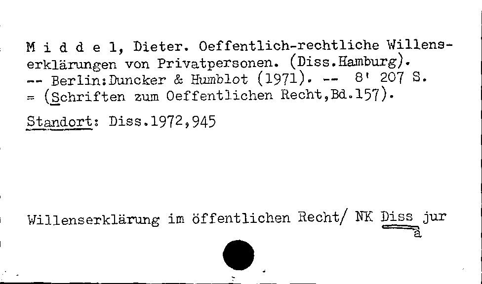 [Katalogkarte Dissertationenkatalog bis 1980]