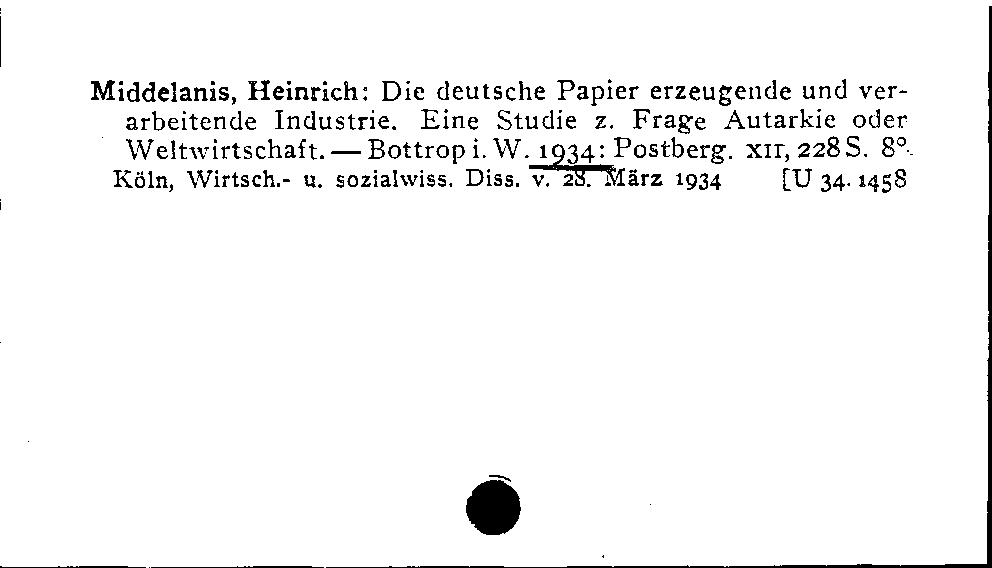 [Katalogkarte Dissertationenkatalog bis 1980]