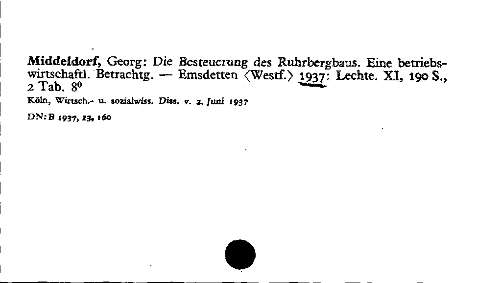 [Katalogkarte Dissertationenkatalog bis 1980]