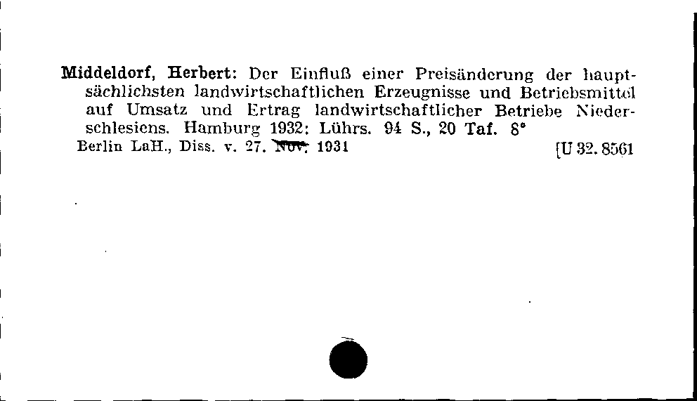 [Katalogkarte Dissertationenkatalog bis 1980]