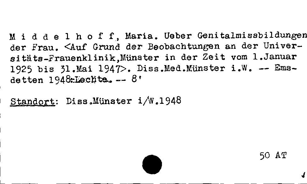 [Katalogkarte Dissertationenkatalog bis 1980]