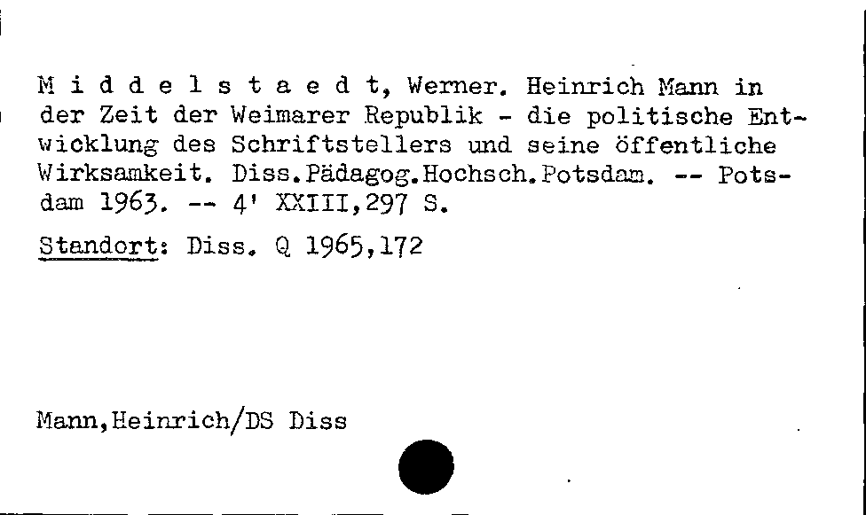 [Katalogkarte Dissertationenkatalog bis 1980]