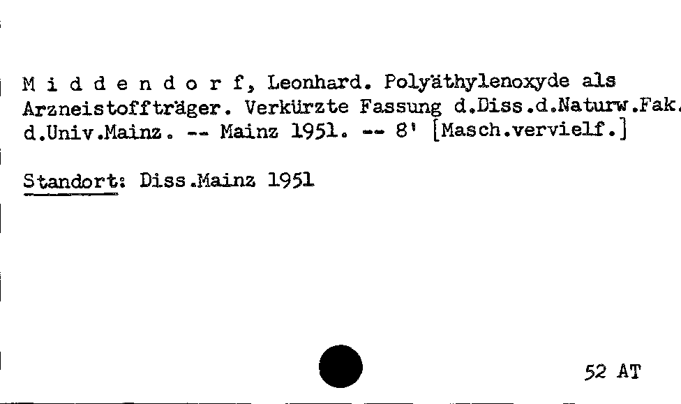 [Katalogkarte Dissertationenkatalog bis 1980]