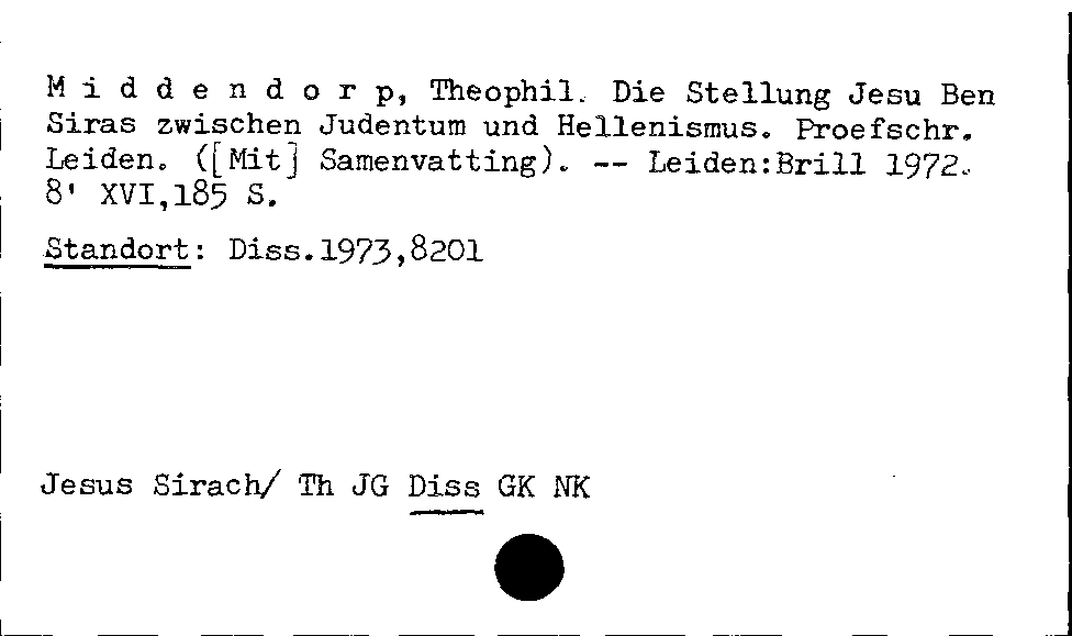 [Katalogkarte Dissertationenkatalog bis 1980]