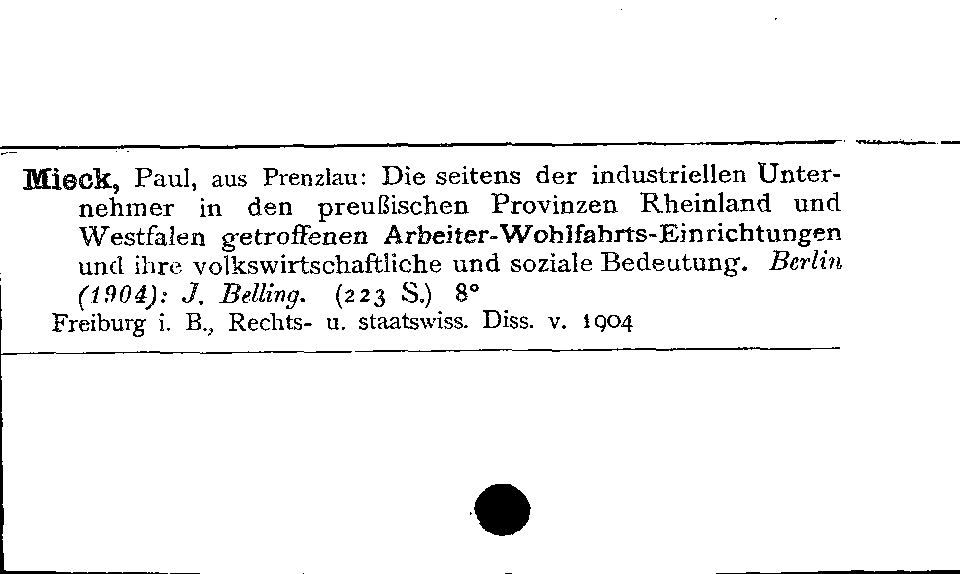 [Katalogkarte Dissertationenkatalog bis 1980]